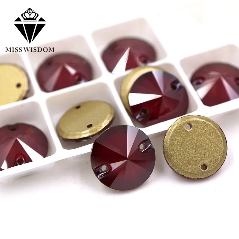 

Free shipping Flatback glass sew on rhinestones double hole Round shape Red Mocha crystal rhinestone diy clothing accessories