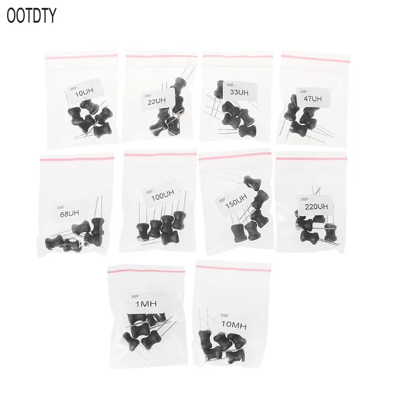 

50 Pcs/Set 10 Types Power Inductor Inductance 10UH/22UH/33UH/47UH/68UH/100UH/150UH/220UH/1MH/10MH 10 Values x 5pcs