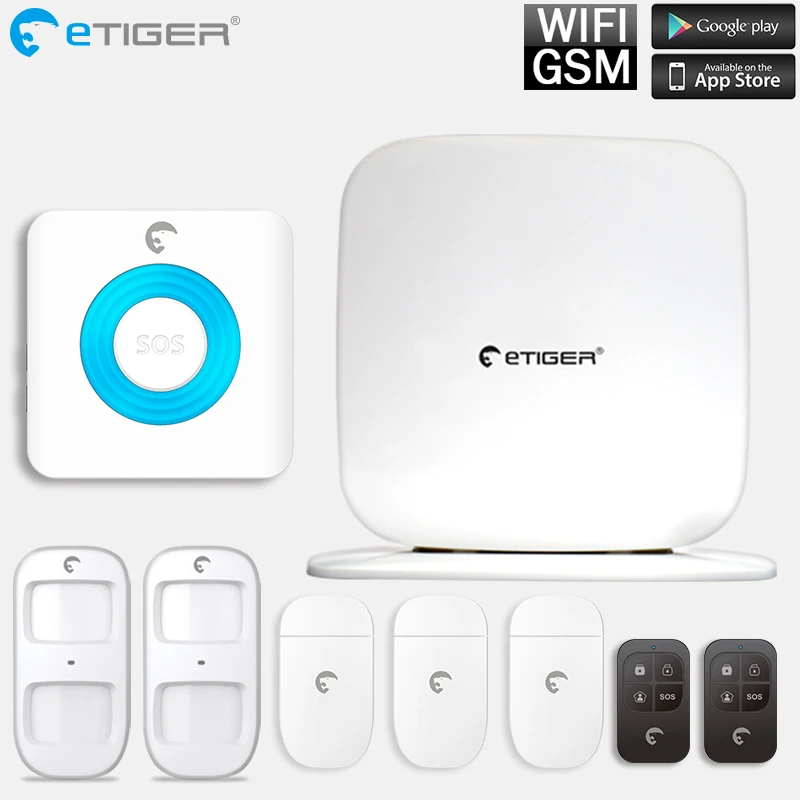 Беспроводная домашняя система охранной сигнализации eTIGER SecualboxV2 GSM WIFI IOS Android