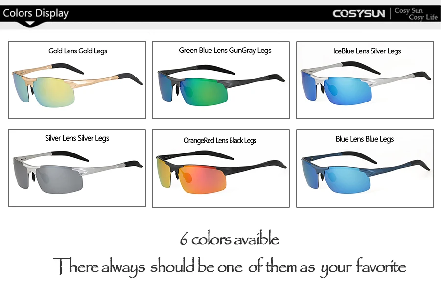 COSYSUN мужские поляризованные солнцезащитные очки из алюминиевого сплава, мужские солнцезащитные очки с зеркальными линзами, поляризованные солнцезащитные очки для вождения, мужские солнцезащитные очки, 6 цветов