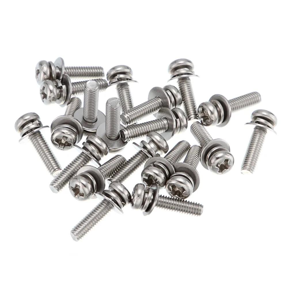 50pcsM3*12mm Phillips Pan Head Three Combination Screw sem screws with washer attached steel nickel triad screw | Обустройство дома