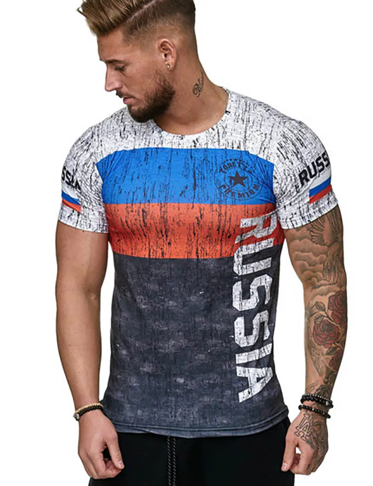 2018 New Fashion Brand Spain 3D Printed Mens T shirt Fitness Hip Hop Top Tees Street Wear Cool Short Sleeves Tshirt