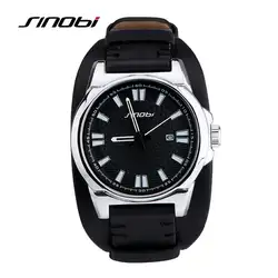 SINOBI Военная Униформа спортивные часы для мужчин модные черные кожаные Наручные часы мужской кварцевые наручные часы Relogio Masculino 2019