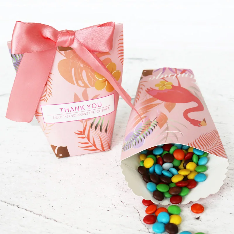 2 шт подарок с Unicorn коробки для конфет прекрасная бумага с Фламинго сумки с лентой Свадебная вечеринка украшения коробка для шоколадного печенья упаковочная сумка