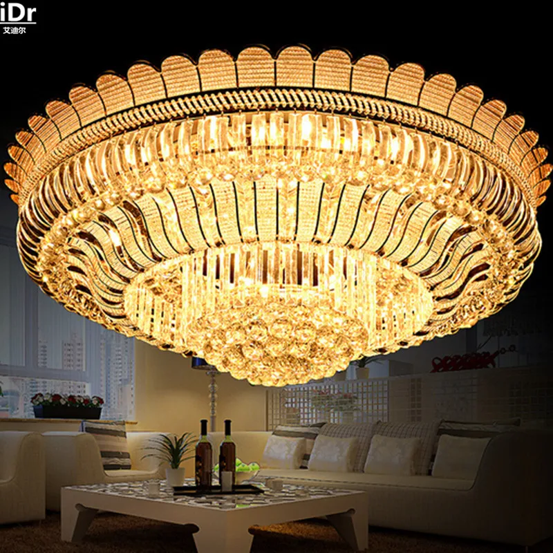 

The new S-grade gold round atmosphere of luxury crystal lamp living room lobby restaurant lights Ceiling Lights Rmy-0124
