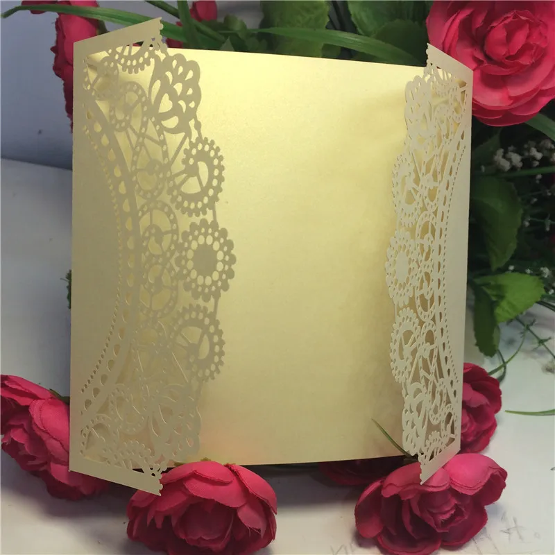 laser cut lace flower wedding invitations cards party