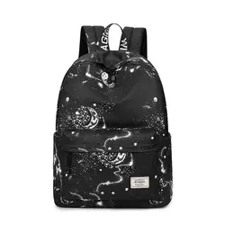 Модные женские рюкзак мешок школы черный звезд неба пространство шаблон печати водонепроницаемый рюкзак большой емкости рюкзак для