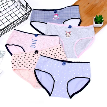 

ZQTWT 5Pcs/Lot New Hot Women Cotton Briefs Rabbit Heart Underwear Women Panties Bow Breathable Ladies Cute Girl Lingerie 2NK069