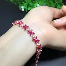 Верность естественно 2*4 мм ruby Браслеты s925 серебро элегантный благородный ювелирных украшений для женщин Свадебные натуральный рубин