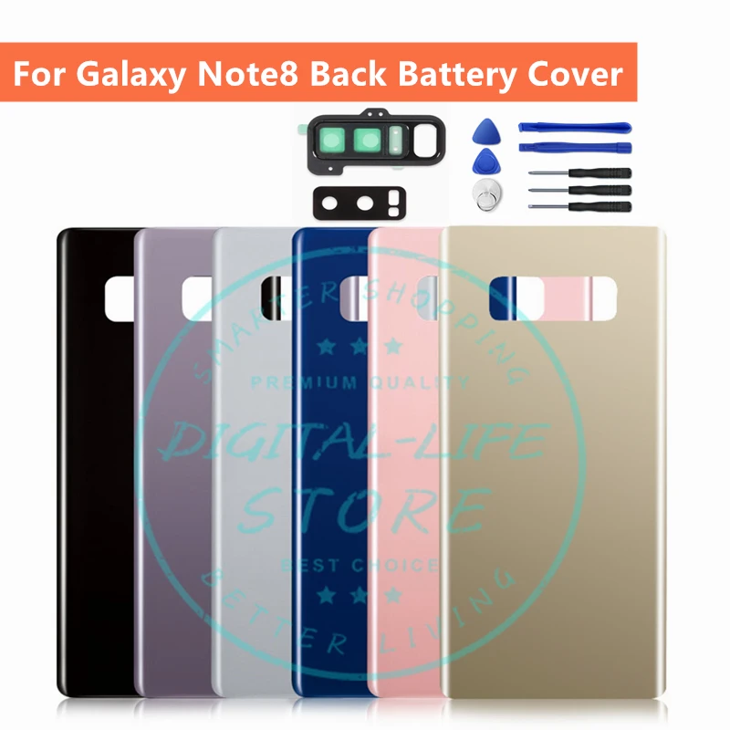 

For Samsung Galaxy Note 8 Back Battery Cover For Galaxy Note8 N950 Housing Glass + 3M Glue + Back Camera Glass Lens Repair Parts