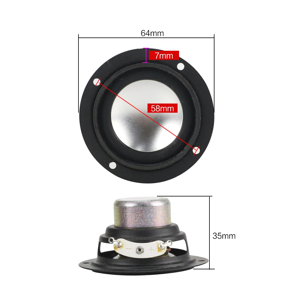 GHXAMP 2 5 дюймов 6OHM 6 Вт полный диапазон НЧ динамик неодимовый в алюминиевых корпусах