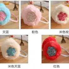 Новые женские розовые мягкие плюшевые наушники с вышивкой Женские теплые наушники