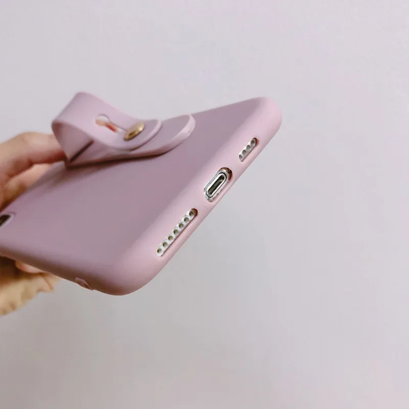 Чехол для iPhone XS Max XR X 10 однотонный чехол подставка с ремешком на запястье телефона