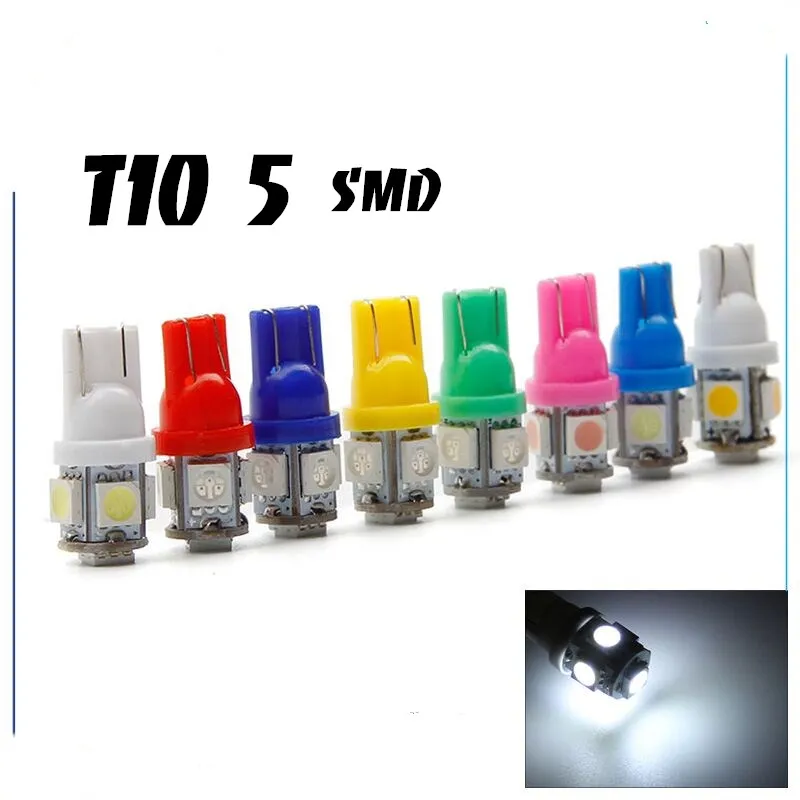 1 шт. T10 светодиодный W5W 5050 5 SMD 194 168 белый/синий/красный/зеленый/желтый клиновидный