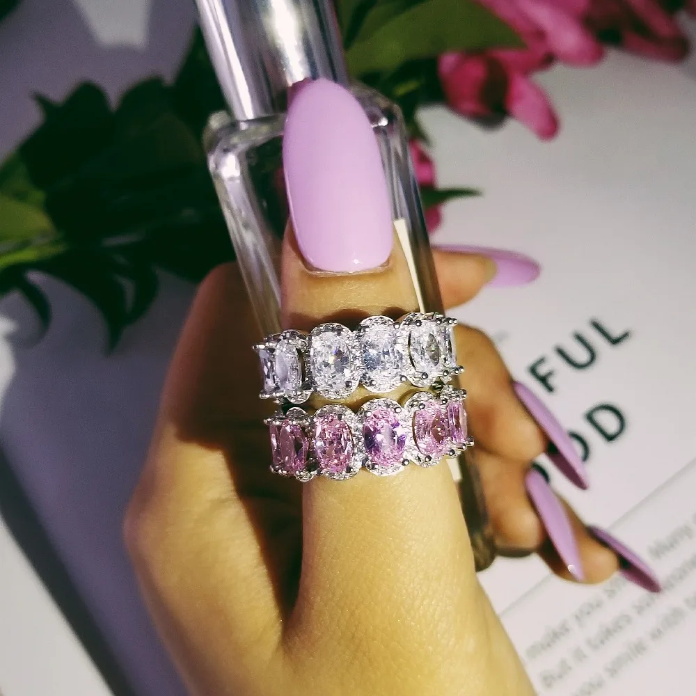 Online 2019 nuevo diseño 925 anillo de boda de plata de ley anillo de eternidad para mujeres compromiso sólido joyería Aniversario de moda LR4577S