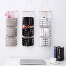 2019 Plaid  Rear Storage Bag Hanging Pocket Storage Bag Foldable Hang Wall Dormitory Hanging Storage Organizador