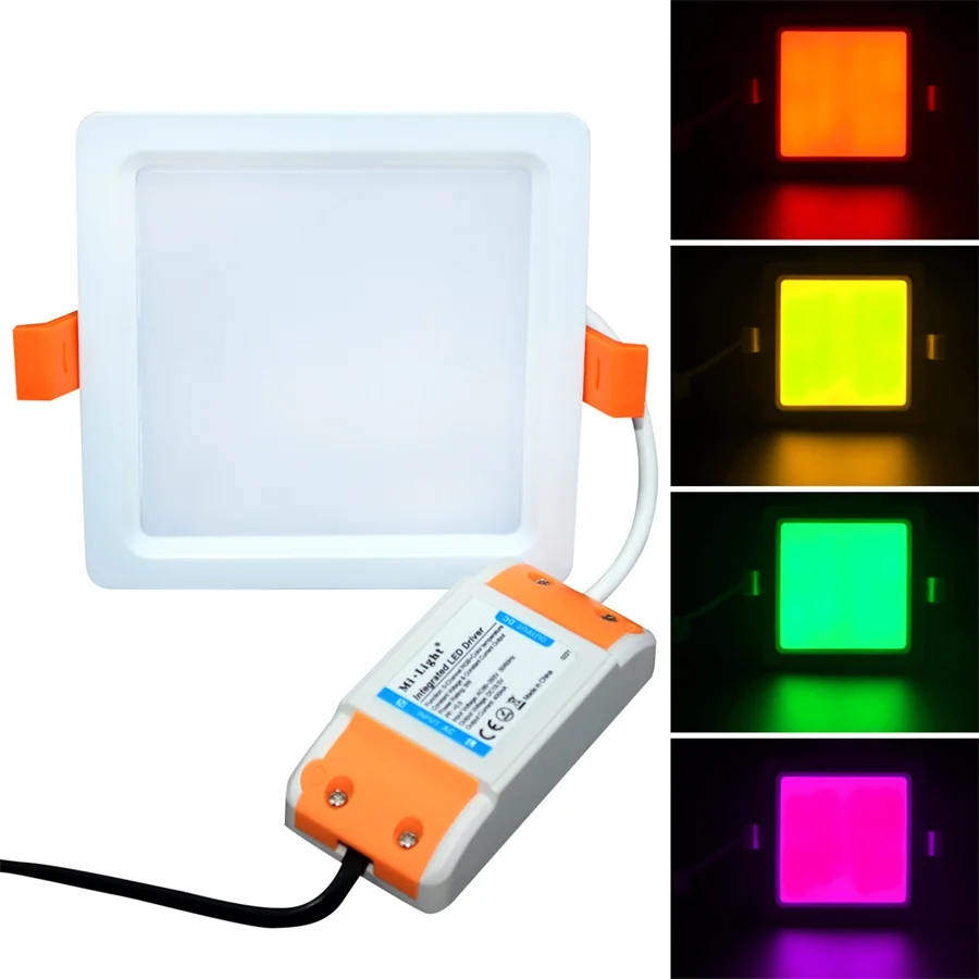 Milight 9W RGB CCT квадратный светодиодный светильник AC100~ 240V с регулируемой яркостью светодиодный светильник для смартфона с управлением через приложение