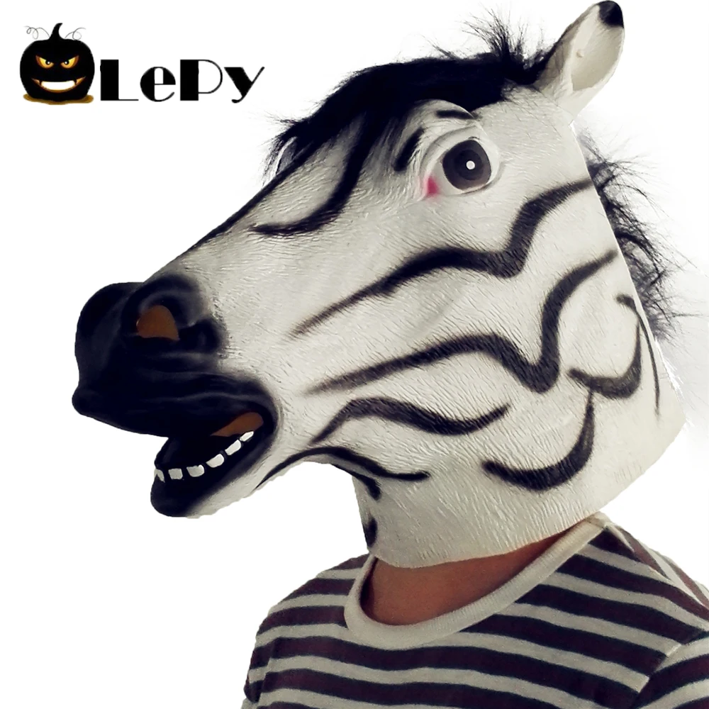 Fun Halloween Mask Realistic Latex Horse Head Interesting Party