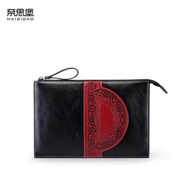 

NAISIBAO New women genuine leather bag brands top cowhide embossing fashion women handbags Envelope bag women clutch bag