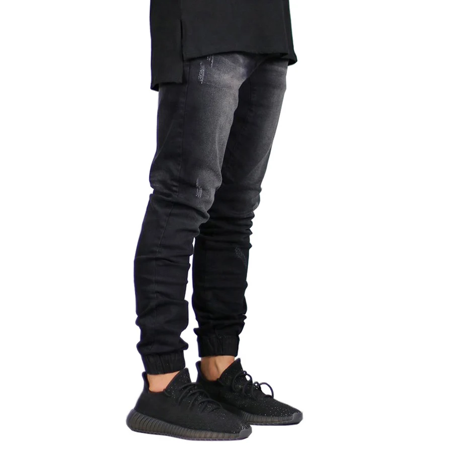 Мужские джинсы, модные Стрейчевые Джоггеры в стиле хип-хоп, джинсовые штаны для бега, H5092 - Цвет: Black