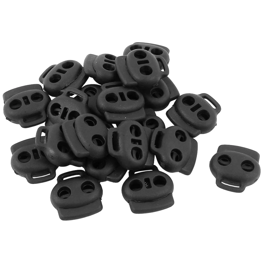 

20pcs Dual Holes Spring Loaded Cord Lock Stopper Toggle Fastener Black