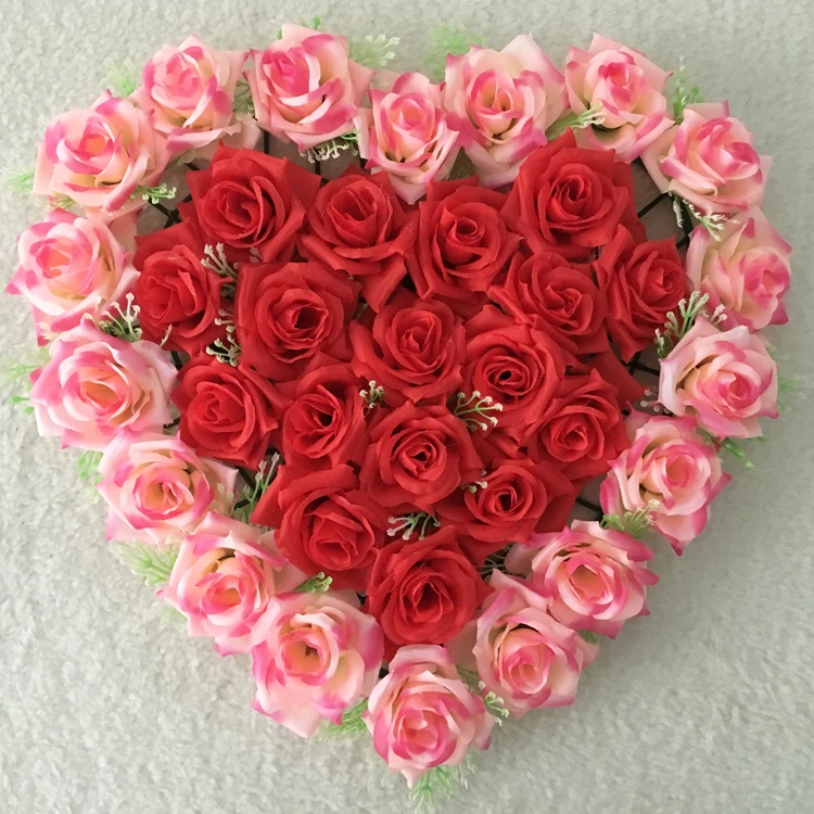Цветы розы декоративные розовые в форме сердца 21 цвет 40 х40 см|rose poncho|rose flower familyrose