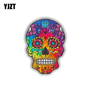 

YJZT 8.7CM*12.2CM Sugar Skull Accessories Funny Car Sticker Motorcycle Decal PVC 6-0140