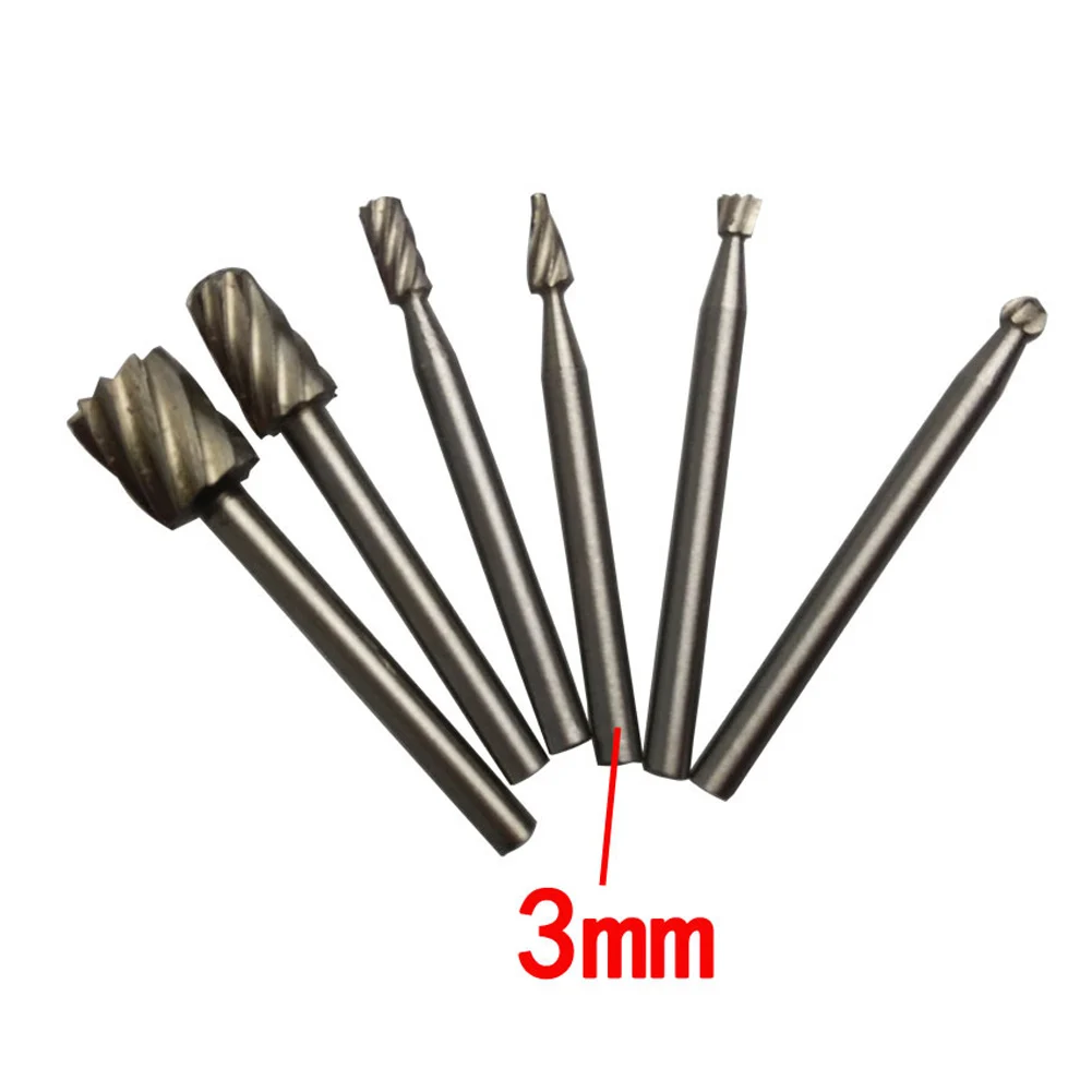 Hot 6Pcs 3mm Tungsten Steel Grinding Burr Rotary Tool Routing Router