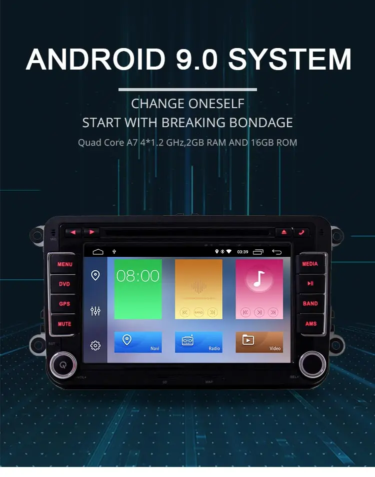 Best LJDA 2 Din Android 9.0 Car Radio For Skoda Seat Volkswagen VW Passat b7 POLO GOLF 5 Car Multimedia Stereo Auto Audio GPS DVD IPS 1