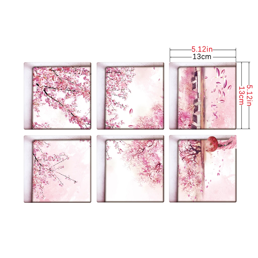 6pcs 3D Antiskid Bathtub Appliques Bath Sticker Bathroom Decal PVC Mural anti-slip Waterproof Home Decoration