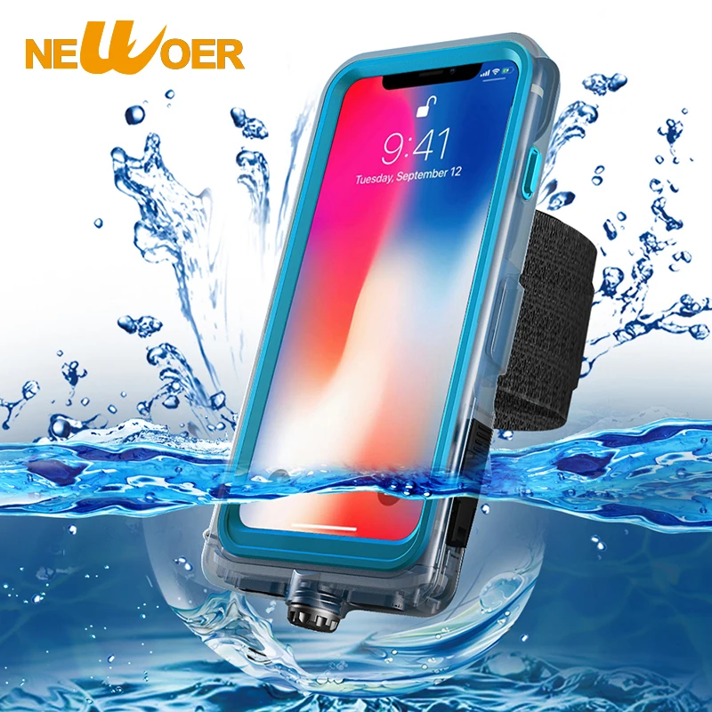 Waterproof Phone Case For iPhone X Full Coverage Protective Cover Stand