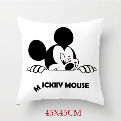 Черный кремовый белый мультфильм Микки Маус Минни Маус Чехлы для подушек для мальчиков девочек детей на кровать диван декоративные подушки - Цвет: 45x45cm-E