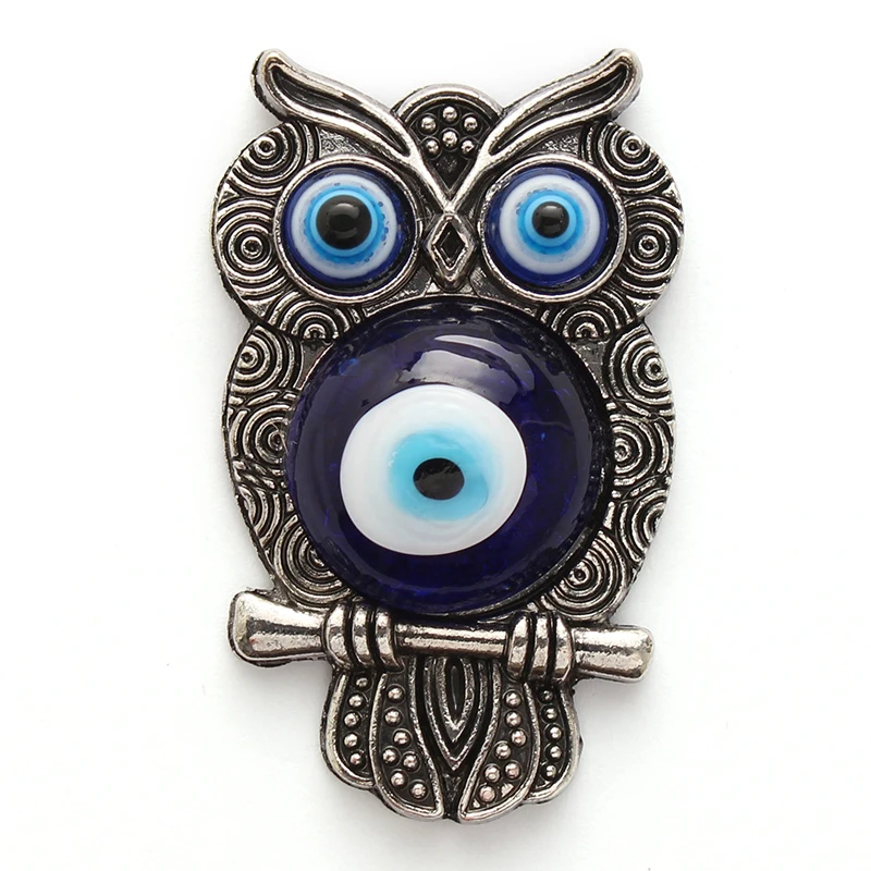 Lucky Eye Alloy Owl Charms Glass Evil Eye Jewelry Decal Wall
