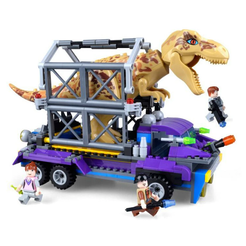TS8001 385pcs Jurassic World 2 Building Blocks Legoings Dinosaur Tyrannosaurus Rex Tracker Figures Block Brick Toys Model
