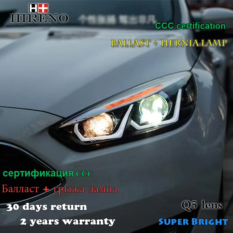 Hireno Headlamp For 2017 Ford Focus Headlight Embly Led Drl Hireno Headlamp For 2017 Ford Focus Headlight Embly Led Drl Angel Lens Double Beam Hid Xenon 2pcs In Car Light From Automobiles