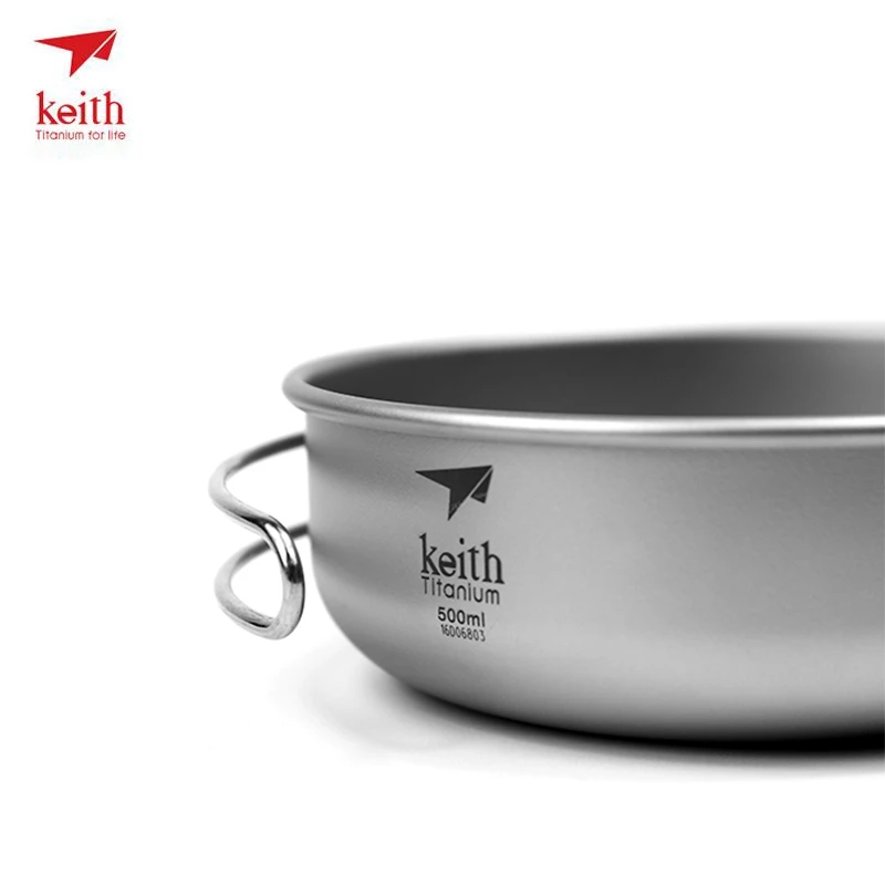 Ti5325 Keith titanio al aire libre tazón utensilios senderismo vajilla cubiertos de Camping Picnic cuencos con la manija plegable 500 ml alta calidad