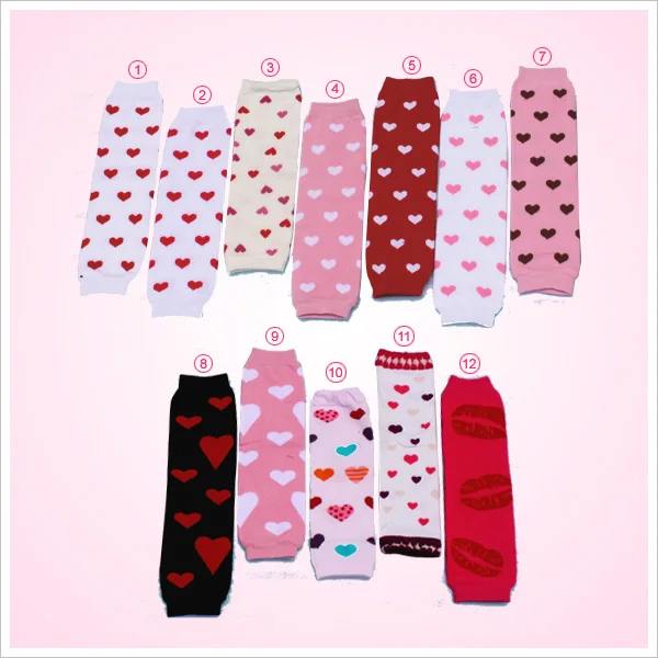 Valentines Day Baby Red Ruffles Hearts Black Leg Warmers
