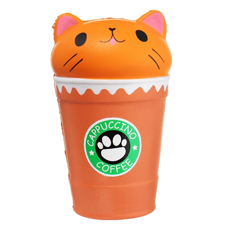 Jumbo 14 см милый мягкий Jumbo Кофе Кубок кошка приколы, розыгрышки игрушка анти-strss Пасхальный подарок squsihy игрушки медленно поднимающийся плечевой ремень - Цвет: Set 1