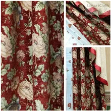 Американский стиль цветок Burgandy шениль занавеска диванная подушка драпировка декоративная тканая ткань 280 см ширина по метру