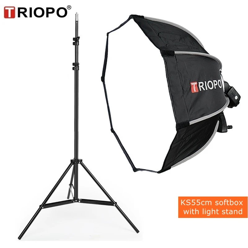 Складной софтбокс TRIOPO 55 см, восьмиугольный софтбокс с 1,8 м/2,8 м, светильник, подставка для Godox Yongnuo Flash fotografia, аксессуары для студии