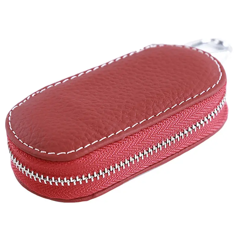 Leather Car Key Wallets Men Key Holder Housekeeper Keys Organizer Women Keychain Covers Zipper Key Case Bag Unisex Pouch Purse