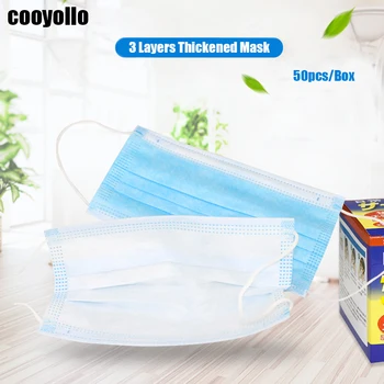 

50Pcs/box Disposable 3 Filter Layer Thickened Face Mask Non-Woven Fabric Tattoo Makeup Medical Surgical Dust Proof Healthy Care
