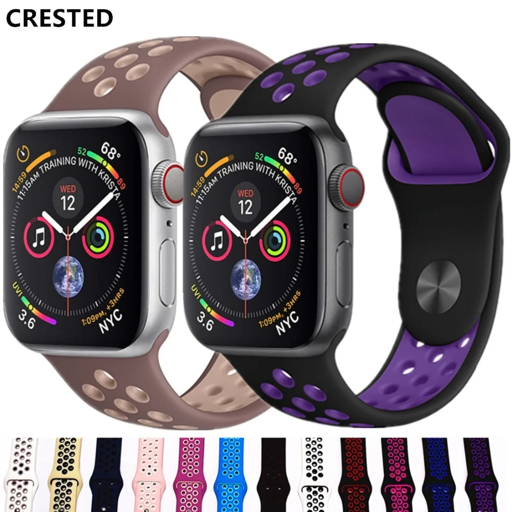 

CRESTED Strap For Apple Watch band 42mm 38mm iwatch band 44mm 40mm correa Nike Sport apple watch 4 3 2 1 Wrist Bracelet Belt