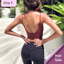 Один F тонкий спортивный бюстгальтер на бретелях для женщин, для спортзала, беспроводной, средний эффект, балетный укороченный топ, сексуальный, открытая спина, для фитнеса, йоги, бюстгальтер
