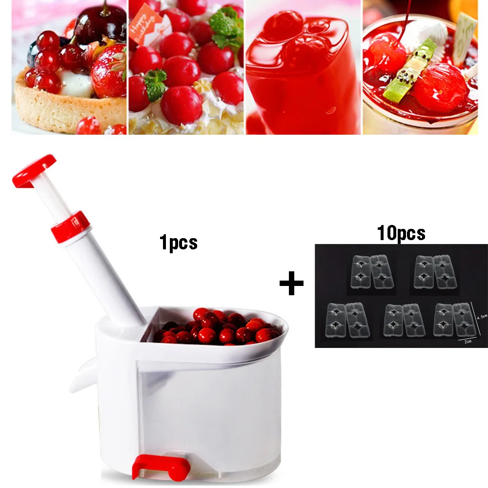 New Novelty Super Cherry Pitter Stone Corer Remover Machine Cherry Corer With Container Kitchen Gadgets Tool