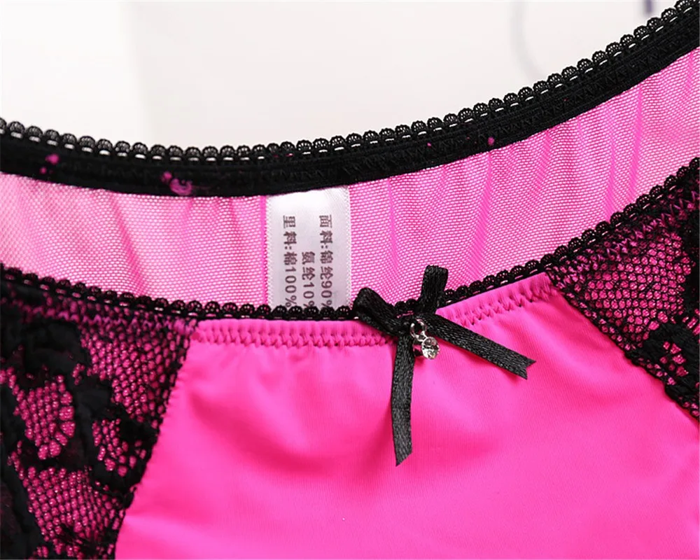 Mainland Plus Size XL  Lace Soft Briefs Women Lace Flower Sexy Panties Transparent Patterned Underwear Seamless Briefs (24)
