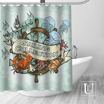 

Anchor High-definition Picture Printing Shower curtain Made of Waterproof Polyester Fabric Enjoy Your Shower Time with it