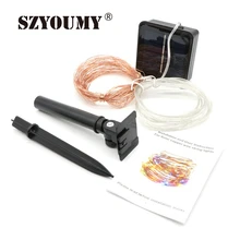 Гибкий SZYOUMY водонепроницаемый медный провод высокой эффективности 100 led яркий открытый Солнечный свет для ограды, веранды сада