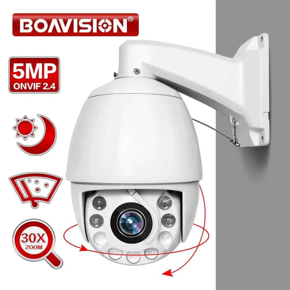

7 Inch CCTV PTZ IP Camera 5MP 30x Zoom IR 180M Night Vision Waterproof ONVIF Speed Dome Outdoor Security PTZ Camera With Wiper