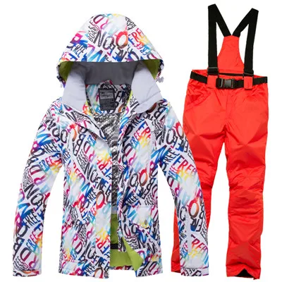 Женский лыжный костюм Женская водостойкая Лыжная куртка брюки для сноуборда тепловой дышащий дешевый открытый горный лыжный Набор - Цвет: color3